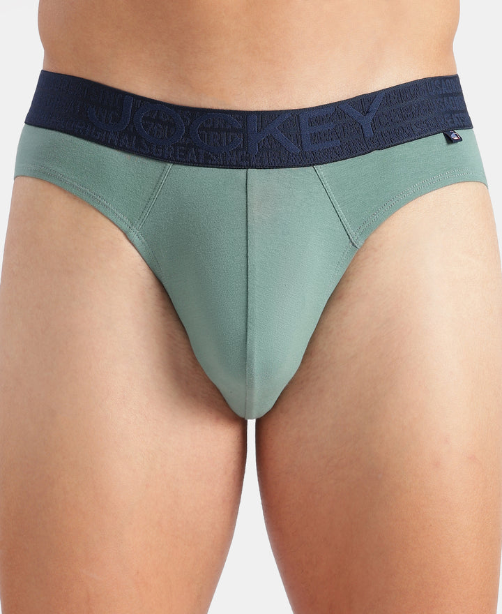 Super Combed Cotton Elastane Stretch Solid Brief with Ultrasoft Waistband - Sage Brush Green