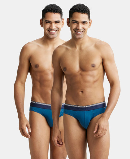 Super Combed Cotton Elastane Stretch Solid Brief with Ultrasoft Waistband - Seaport Teal (Pack of 2)