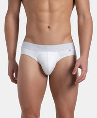 Super Combed Cotton Elastane Stretch Solid Brief with Ultrasoft Waistband - White (Pack of 2)