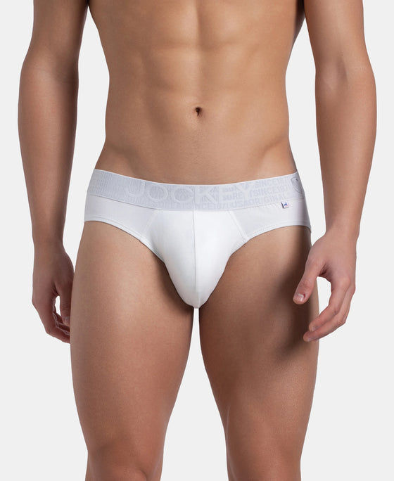 Super Combed Cotton Elastane Stretch Solid Brief with Ultrasoft Waistband - White (Pack of 2)