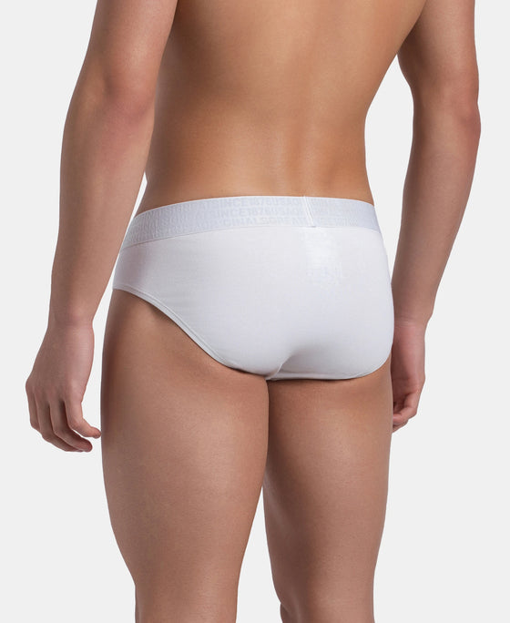 Super Combed Cotton Elastane Stretch Solid Brief with Ultrasoft Waistband - White (Pack of 2)