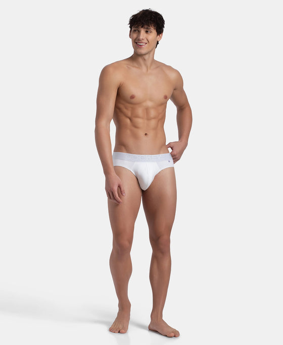 Super Combed Cotton Elastane Stretch Solid Brief with Ultrasoft Waistband - White (Pack of 2)