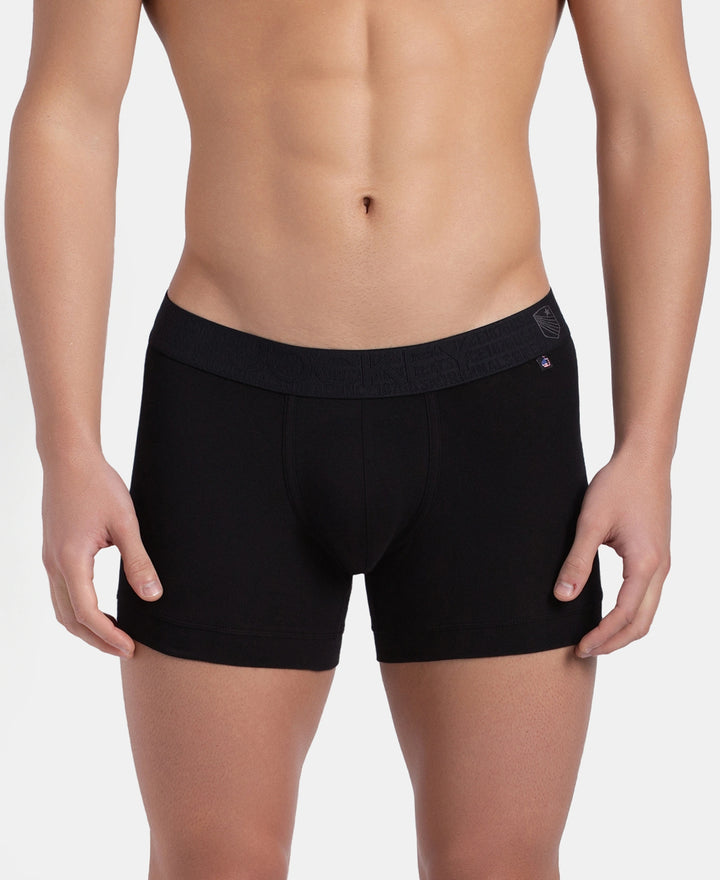 Super Combed Cotton Elastane Stretch Solid Trunk with Ultrasoft Waistband - Black