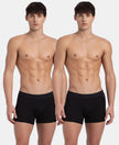Super Combed Cotton Elastane Stretch Solid Trunk with Ultrasoft Waistband - Black (Pack of 2)