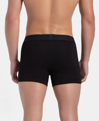 Super Combed Cotton Elastane Stretch Solid Trunk with Ultrasoft Waistband - Black (Pack of 2)