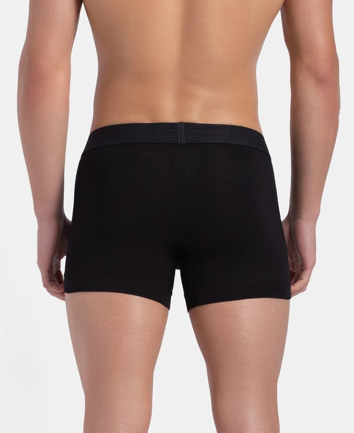 Super Combed Cotton Elastane Stretch Solid Trunk with Ultrasoft Waistband - Black (Pack of 2)