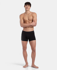 Super Combed Cotton Elastane Stretch Solid Trunk with Ultrasoft Waistband - Black (Pack of 2)
