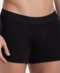 Super Combed Cotton Elastane Stretch Solid Trunk with Ultrasoft Waistband - Black (Pack of 2)