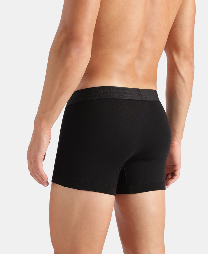 Super Combed Cotton Elastane Stretch Solid Trunk with Ultrasoft Waistband - Black & Earth (Pack of 2)