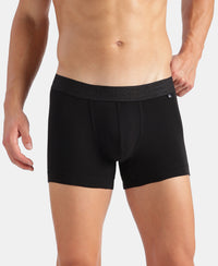 Super Combed Cotton Elastane Stretch Solid Trunk with Ultrasoft Waistband - Black