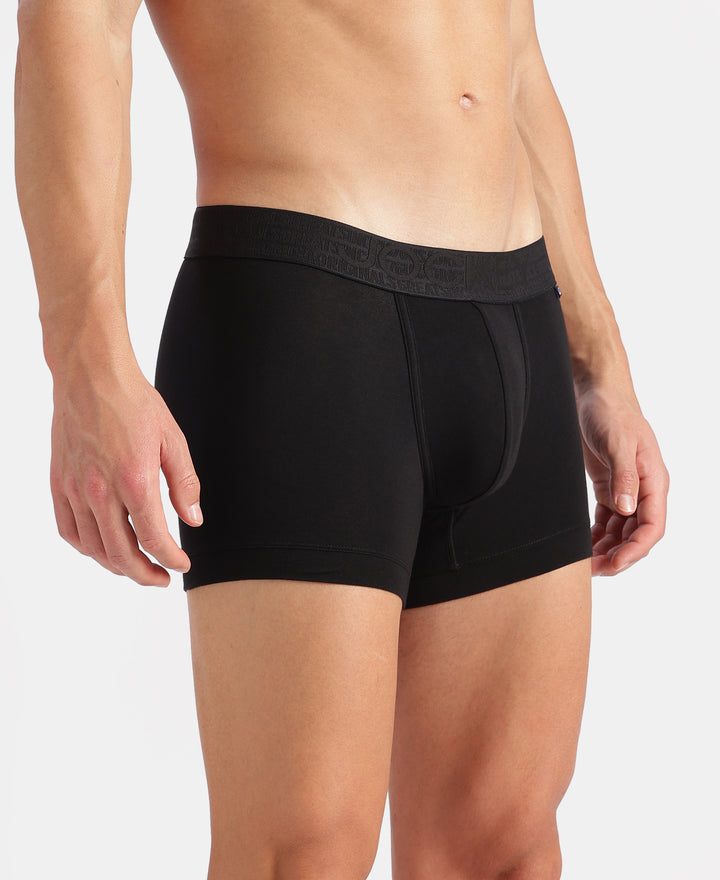 Super Combed Cotton Elastane Stretch Solid Trunk with Ultrasoft Waistband - Black