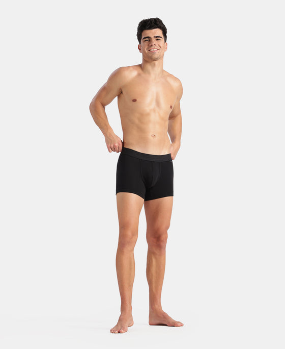 Super Combed Cotton Elastane Stretch Solid Trunk with Ultrasoft Waistband - Black