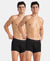 Super Combed Cotton Elastane Stretch Solid Trunk with Ultrasoft Waistband - Black (Pack of 2)