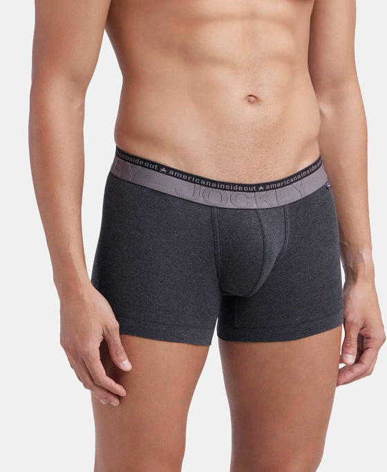 Super Combed Cotton Elastane Stretch Solid Trunk with Ultrasoft Waistband - Black Melange-2