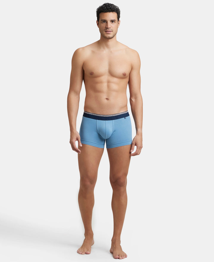Super Combed Cotton Elastane Stretch Solid Trunk with Ultrasoft Waistband - Blue Heaven