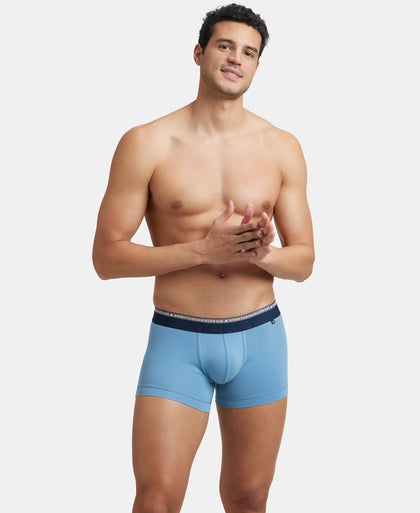 Super Combed Cotton Elastane Stretch Solid Trunk with Ultrasoft Waistband - Blue Heaven