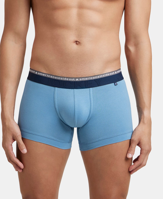 Super Combed Cotton Elastane Stretch Solid Trunk with Ultrasoft Waistband - Blue Heaven (Pack of 2)