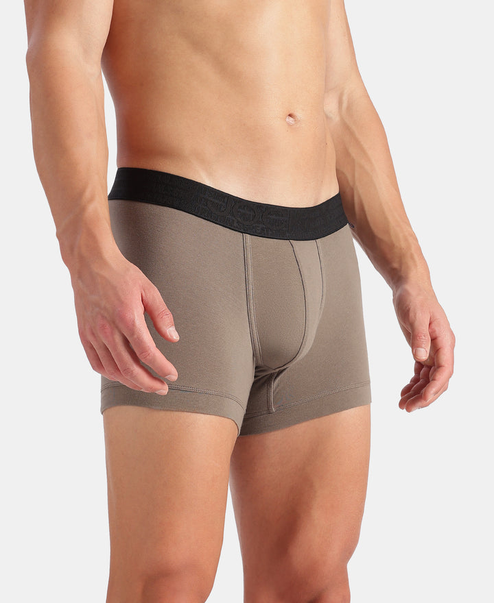 Super Combed Cotton Elastane Stretch Solid Trunk with Ultrasoft Waistband - Earth