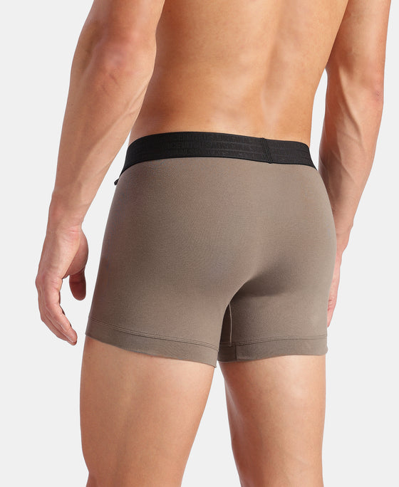 Super Combed Cotton Elastane Stretch Solid Trunk with Ultrasoft Waistband - Earth