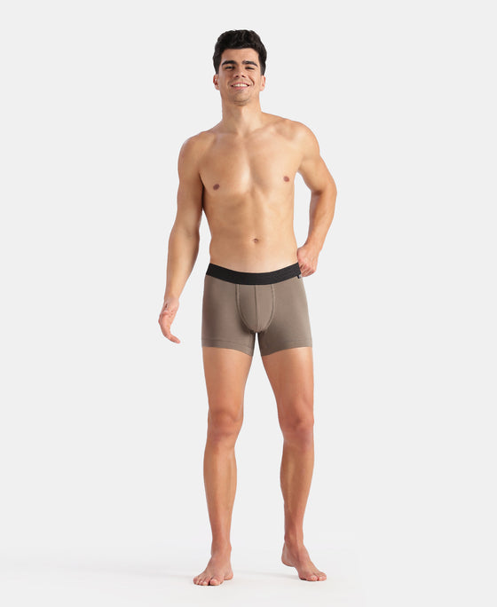 Super Combed Cotton Elastane Stretch Solid Trunk with Ultrasoft Waistband - Earth