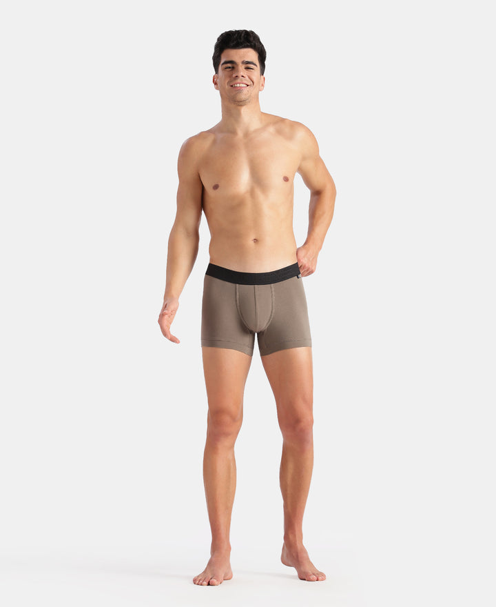 Super Combed Cotton Elastane Stretch Solid Trunk with Ultrasoft Waistband - Earth