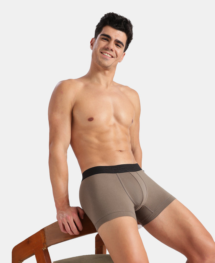 Super Combed Cotton Elastane Stretch Solid Trunk with Ultrasoft Waistband - Earth