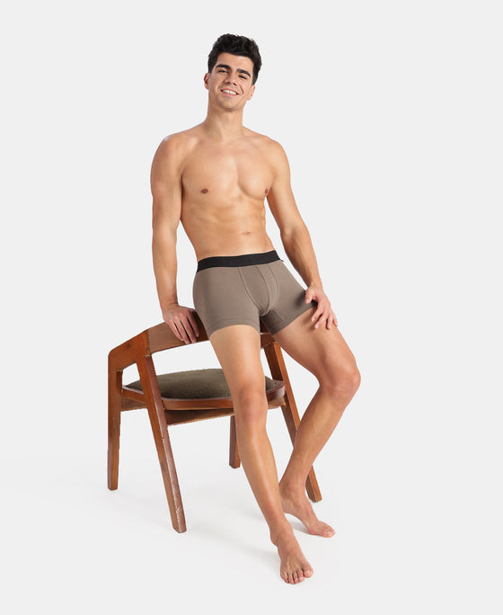 Super Combed Cotton Elastane Stretch Solid Trunk with Ultrasoft Waistband - Earth
