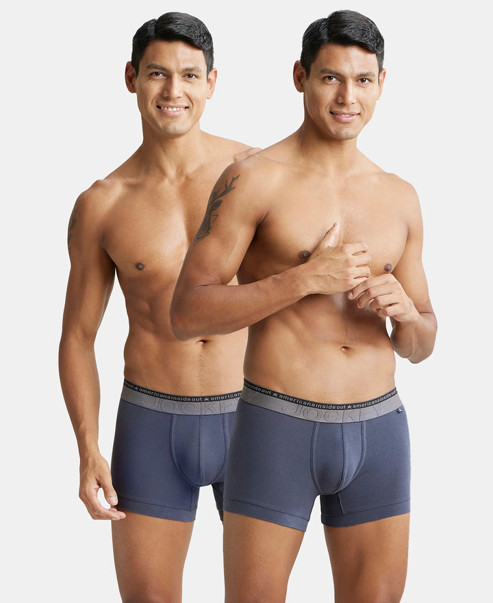Super Combed Cotton Elastane Stretch Solid Trunk with Ultrasoft Waistband - Graphite (Pack of 2)