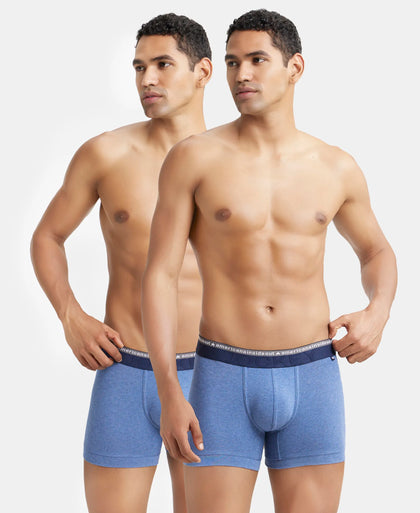 Super Combed Cotton Elastane Stretch Solid Trunk with Ultrasoft Waistband - Light Denim Melange (Pack of 2)