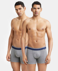 Super Combed Cotton Elastane Stretch Solid Trunk with Ultrasoft Waistband - Mid Grey Melange (Pack of 2)