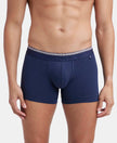 Super Combed Cotton Elastane Stretch Solid Trunk with Ultrasoft Waistband - Navy-1