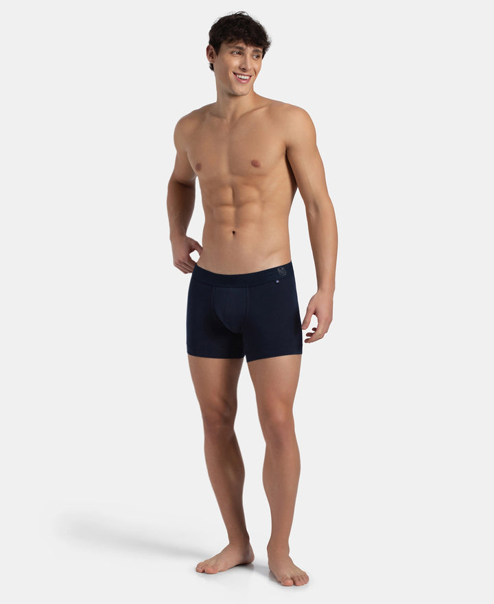 Super Combed Cotton Elastane Stretch Solid Trunk with Ultrasoft Waistband - Navy