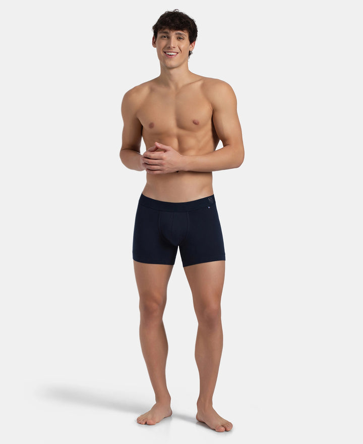 Super Combed Cotton Elastane Stretch Solid Trunk with Ultrasoft Waistband - Navy