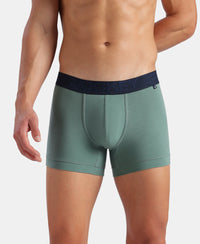 Super Combed Cotton Elastane Stretch Solid Trunk with Ultrasoft Waistband - Navy & Green (Pack of 2)