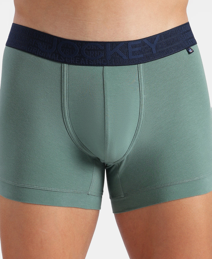 Super Combed Cotton Elastane Stretch Solid Trunk with Ultrasoft Waistband - Navy & Green (Pack of 2)