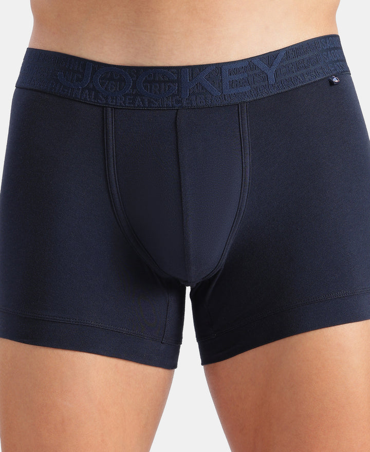 Super Combed Cotton Elastane Stretch Solid Trunk with Ultrasoft Waistband - Navy & Green (Pack of 2)
