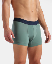 Super Combed Cotton Elastane Stretch Solid Trunk with Ultrasoft Waistband - Navy & Green (Pack of 2)