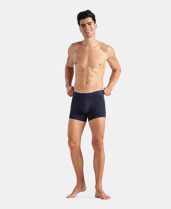 Super Combed Cotton Elastane Stretch Solid Trunk with Ultrasoft Waistband - Navy & Green (Pack of 2)