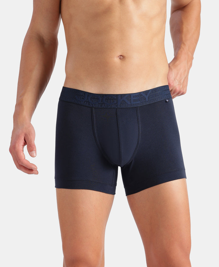 Super Combed Cotton Elastane Stretch Solid Trunk with Ultrasoft Waistband - Navy