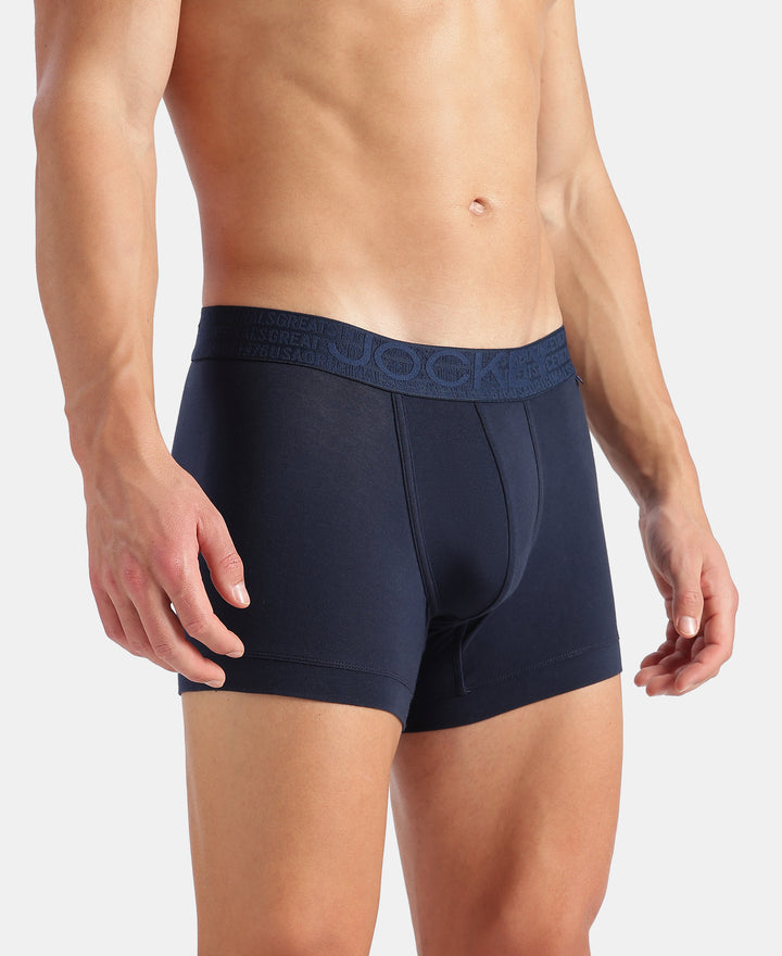 Super Combed Cotton Elastane Stretch Solid Trunk with Ultrasoft Waistband - Navy