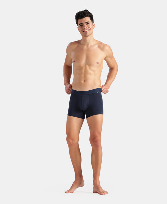 Super Combed Cotton Elastane Stretch Solid Trunk with Ultrasoft Waistband - Navy