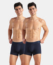 Super Combed Cotton Elastane Stretch Solid Trunk with Ultrasoft Waistband - Navy (Pack of 2)