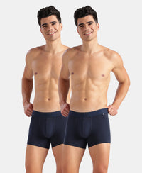 Super Combed Cotton Elastane Stretch Solid Trunk with Ultrasoft Waistband - Navy (Pack of 2)