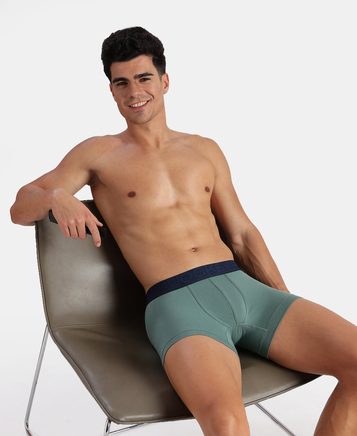 Super Combed Cotton Elastane Stretch Solid Trunk with Ultrasoft Waistband - Sage Brush Green