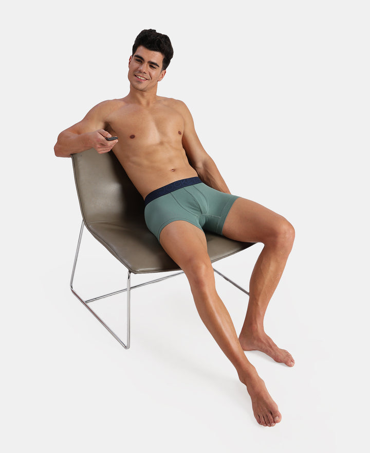 Super Combed Cotton Elastane Stretch Solid Trunk with Ultrasoft Waistband - Sage Brush Green