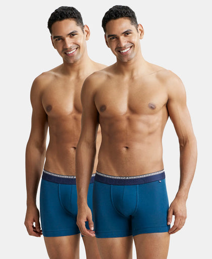 Super Combed Cotton Elastane Stretch Solid Trunk with Ultrasoft Waistband - Seaport Teal (Pack of 2)