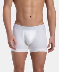 Super Combed Cotton Elastane Stretch Solid Trunk with Ultrasoft Waistband - White (Pack of 2)