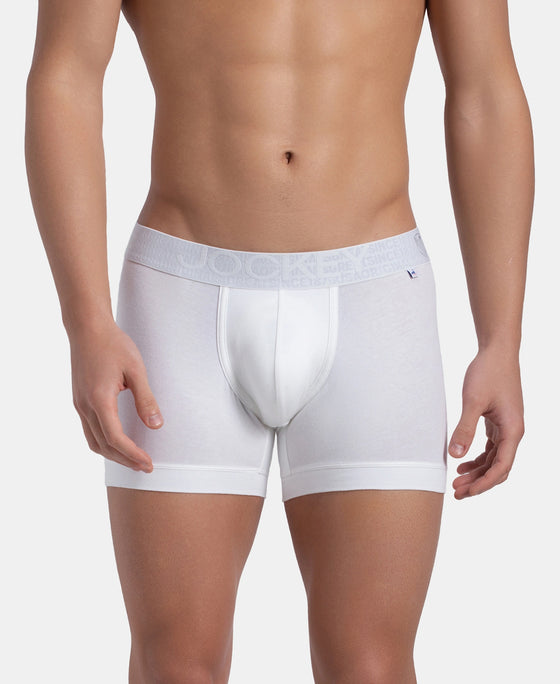 Super Combed Cotton Elastane Stretch Solid Trunk with Ultrasoft Waistband - White (Pack of 2)
