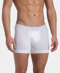 Super Combed Cotton Elastane Stretch Solid Trunk with Ultrasoft Waistband - White (Pack of 2)