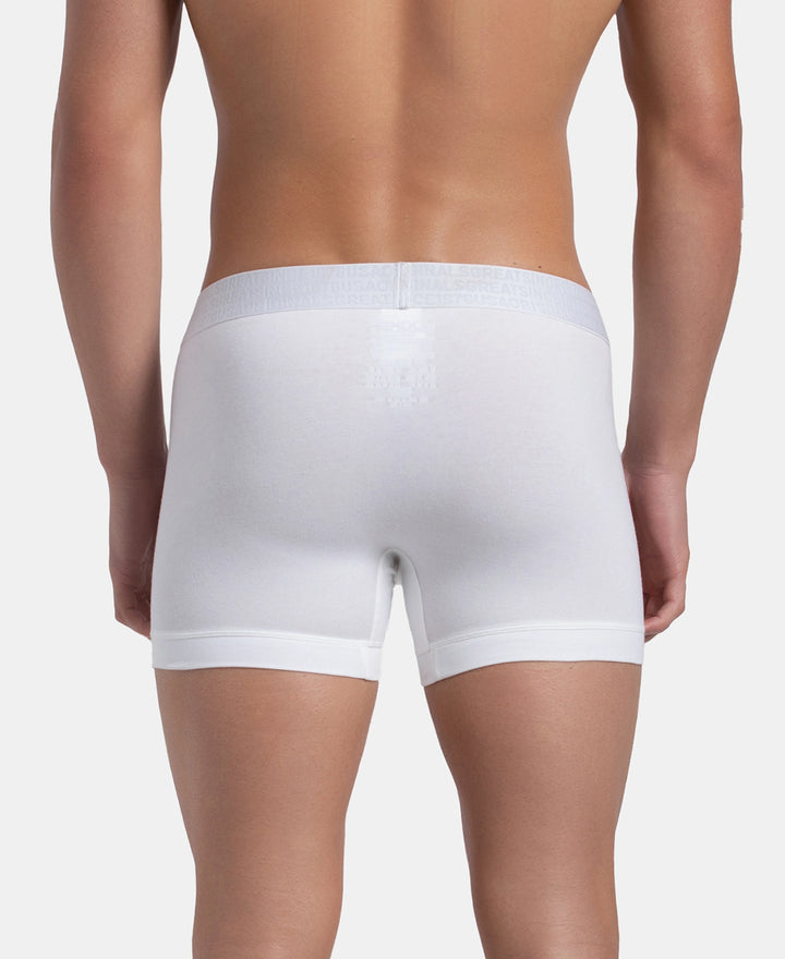 Super Combed Cotton Elastane Stretch Solid Trunk with Ultrasoft Waistband - White (Pack of 2)